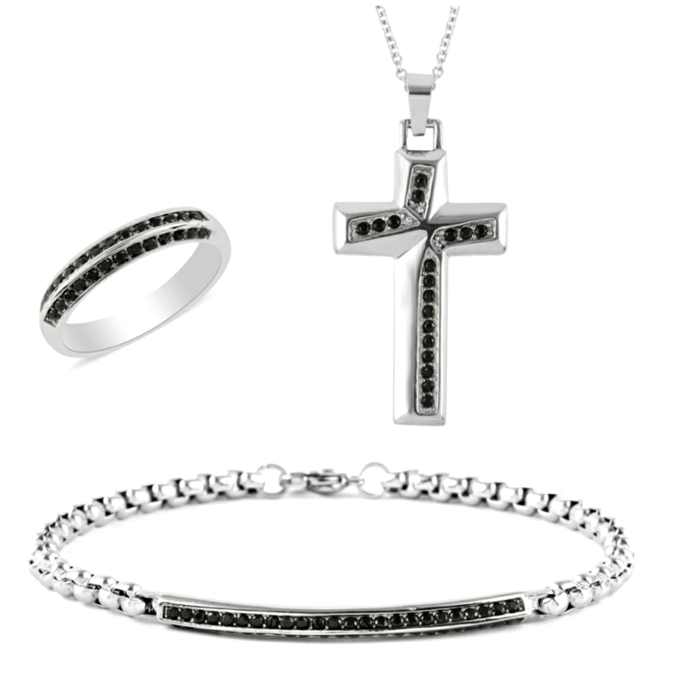 Mens Black Spinel 316L Stainless Steel Collection